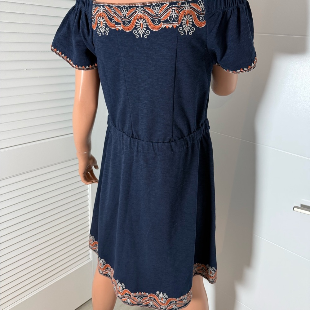 Tory Burch boho-inspired off-the-shoulder A-line dress navy large - Picture 16 of 16